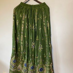 BOHEMIAN GREEN BEADED MAXI SKIRT